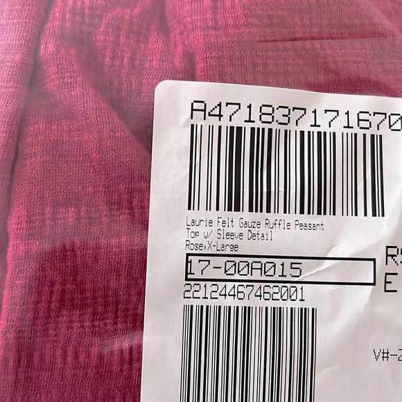 Laurie Felt Sleeve Detail Gauze Ruffle Peasant Top - Picture 6 of 6